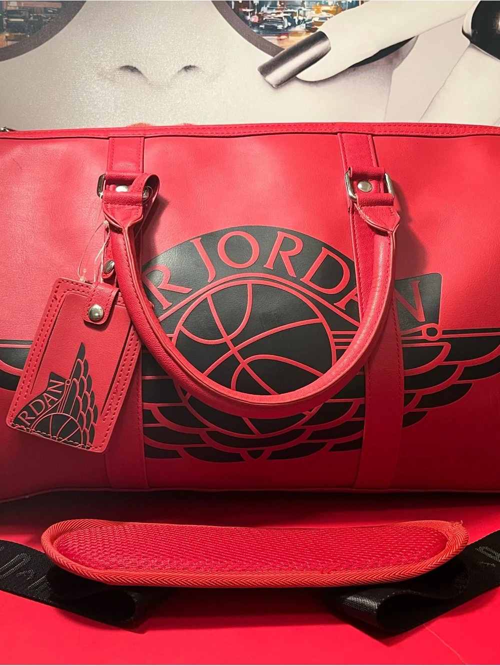 Jordan Red and Black Duffel Bag with Winged Logo Limited Edition